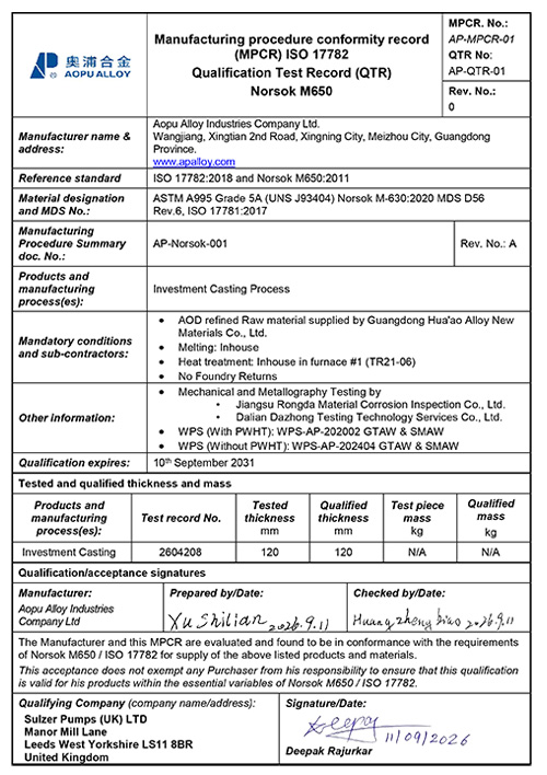  Company certificates